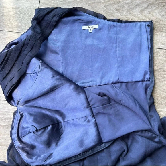 Minuet Navy Blue  One Shoulder Chiffon Maxi Dress Gown - Picture 8 of 15